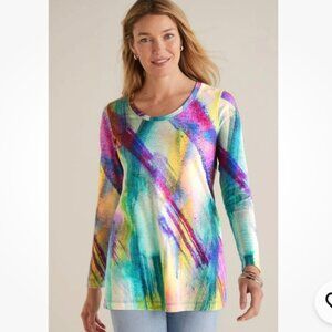 Soft Surroundings Dale Abstract‎ Watercolor Tunic Shirt Women Plus 3X Purple